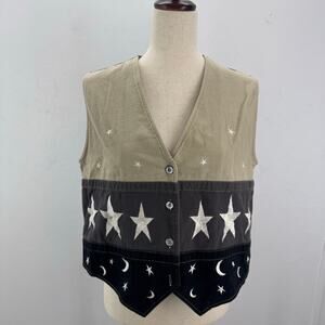 Christopher Banks Vest Men S Stars Moon Celestial Western Indie Gilet Equestrian